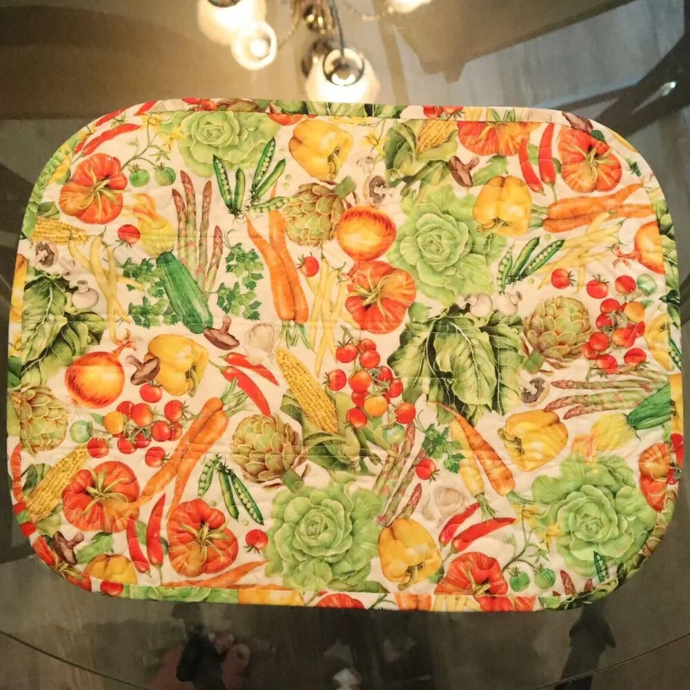 Reversible Table Runners, Place Mats set of 7 pieces Handmade Garden Americana